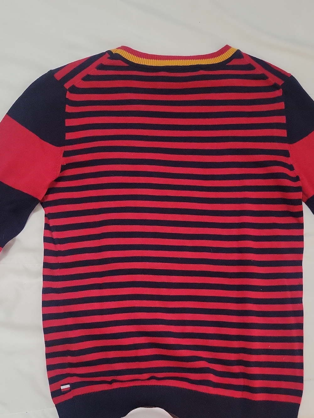Tommy Hilfiger Red, Navy & Yellow Crest Stripe Sweater Top - Picture 3 of 5